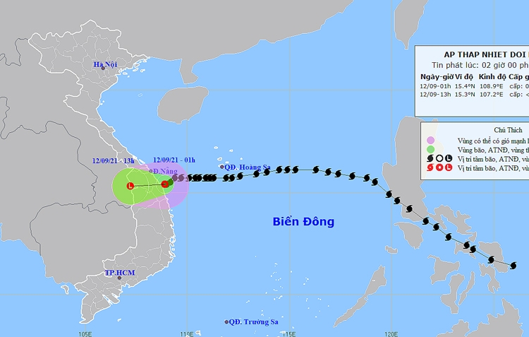 Thời tiết ngày 12/9: Mưa lớn ở khu vực Quảng Bình đến Bình Định và Bắc Tây Nguyên