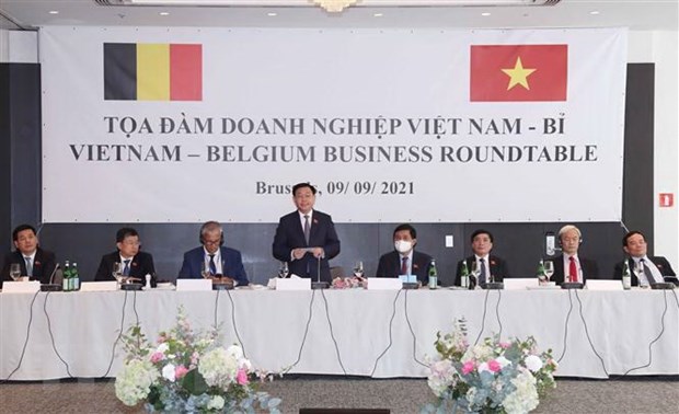 Chủ tịch Quốc hội Vương Đình Huệ phát biểu tại Tọa đàm doanh nghiệp Việt Nam-Bỉ