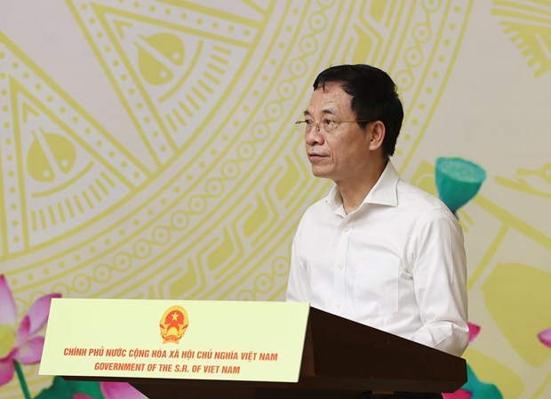 Bộ trưởng Bộ Thông tin và Truyền thông Nguyễn Mạnh Hùng phát biểu tại buổi lễ
