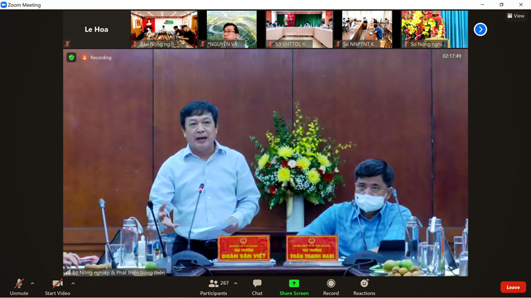 Thứ trưởng Bộ Văn hóa Thể thao và Du lịch Đoàn Văn Việt và Thứ trưởng Bộ Nông nghiệp và Phát triển Nông thôn Trần Thanh Nam điều hành diễn đàn trực tuyến