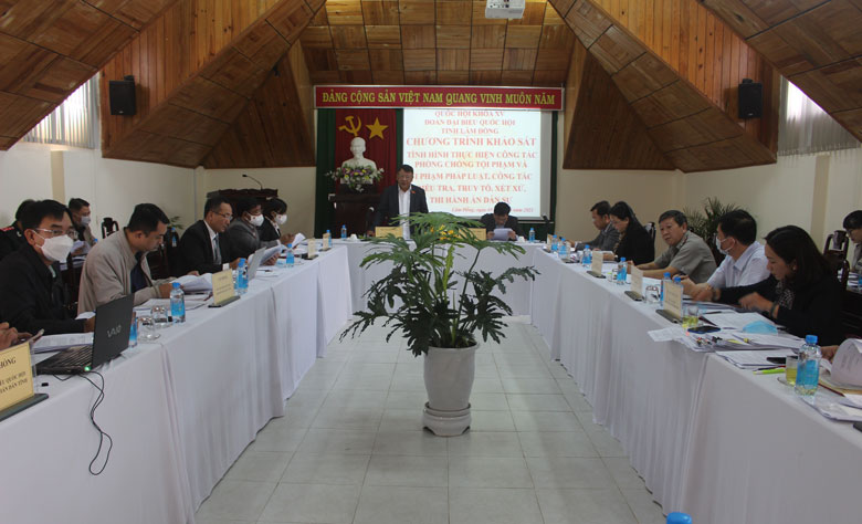 Đoàn ĐBQH Lâm Đồng khảo sát về thực hiện công tác phòng chống tội phạm và vi phạm pháp luật