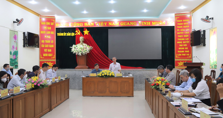 Chủ tịch UBND tỉnh Lâm Đồng Trần Văn Hiệp kết luận, chỉ đạo tại buổi làm việc với TP Bảo Lộc