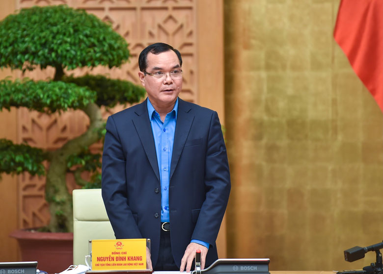 Chủ tịch Tổng Liên đoàn Lao động Việt Nam Nguyễn Đình Khang phát biểu tại Hội nghị