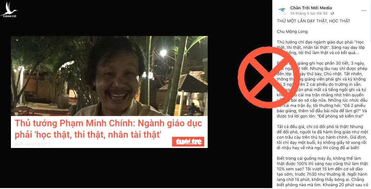 Chu Mộng Long phát tán bài viết xuyên tạc chỉ đạo của Thủ Tướng Phạm Minh Chính trên Blog Chân Trời Mới