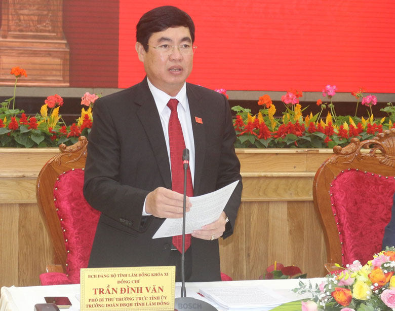 Phó Bí thư Thường trực Tỉnh ủy Trần Đình Văn phát biểu tại Hội nghị
