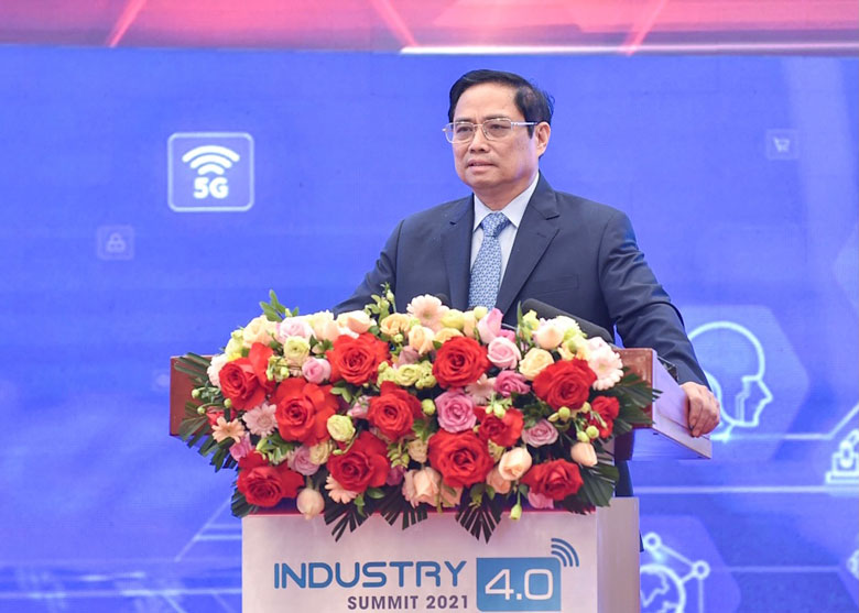 Thủ tướng Chính phủ Phạm Minh Chính phát biểu tại phiên toàn thể Diễn đàn cấp cao thường niên lần thứ 3 về cách mạng công nghiệp lần thứ 4
