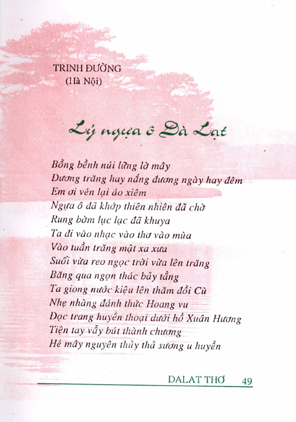 Bài thơ "Lý ngựa ô Đà Lạt" của nhà thơ Trinh Đường trong tập thơ "Dalat thơ" xuất bản năm 1996