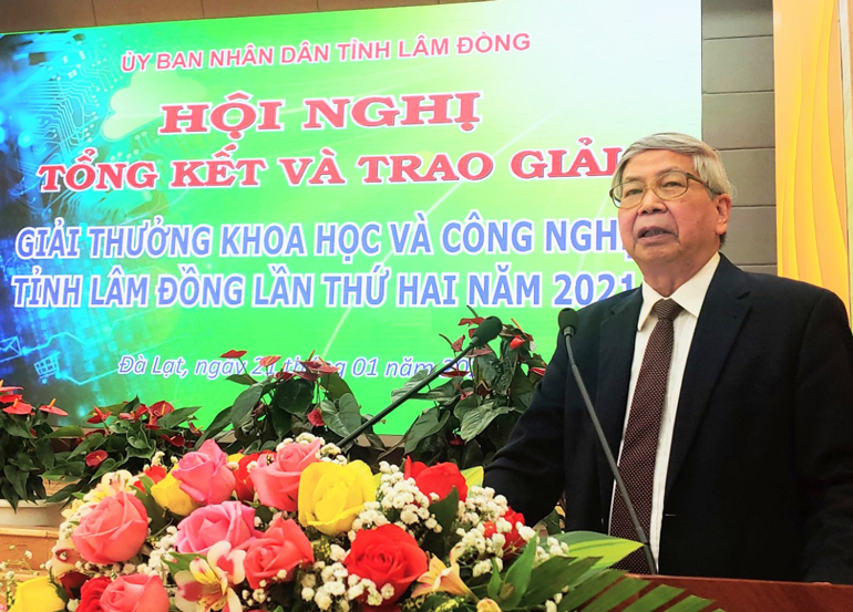 Viện sĩ, GS.TS. Đặng Vũ Minh – Nguyên Chủ tịch danh dự Liên hiệp các Hội Khoa học Kỹ thuật phát biểu