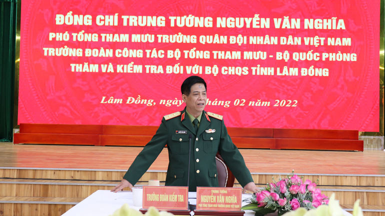 Phó Tổng Tham mưu trưởng Quân đội Nhân dân Việt Nam thăm và kiểm tra Bộ CHQS tỉnh Lâm Đồng