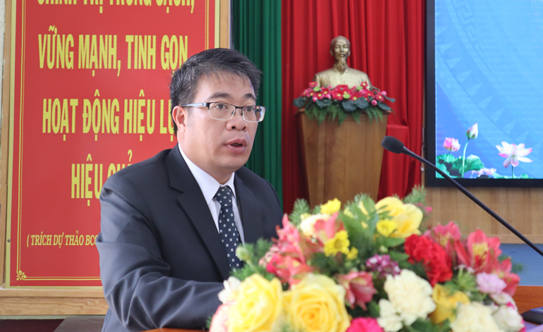 Đồng chí Nguyễn Ngọc Phúc – Bí thư Huyện ủy, Chủ tịch HĐND huyện, phát biểu khai mạc kỳ họp
