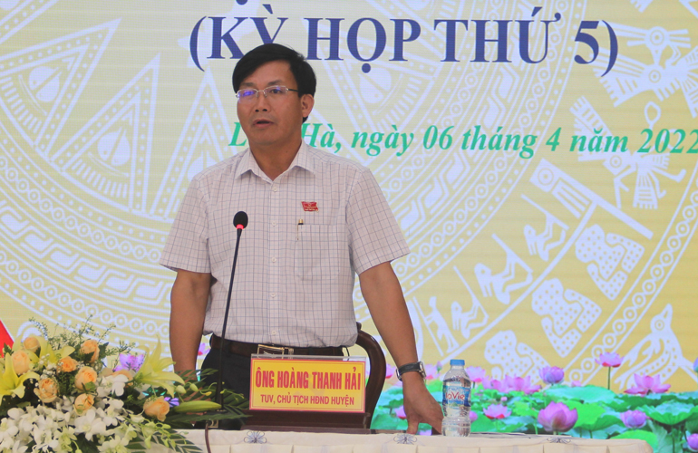 Bí thư Huyện ủy, Chủ tịch HĐND huyện Lâm Hà - Hoàng Thanh Hải phát biểu bế mạc kỳ họp
