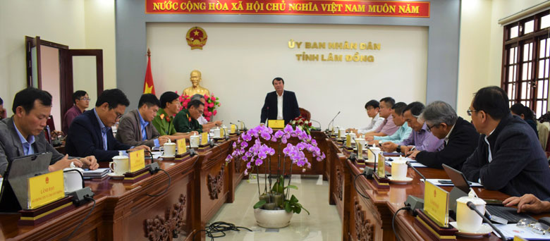 Quang cảnh hội nghị trực tuyến toàn tỉnh Lâm Đồng về công tác phòng chống thiên tai 