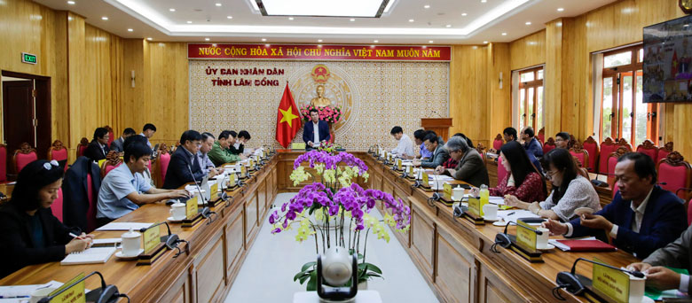 Các đại biểu tham dự Hội nghị tại điểm cầu UBND tỉnh Lâm Đồng