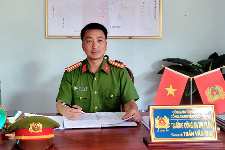 Trung tá Trần Văn Thư - Trưởng Công an thị trấn Liên Nghĩa, huyện Đức Trọng