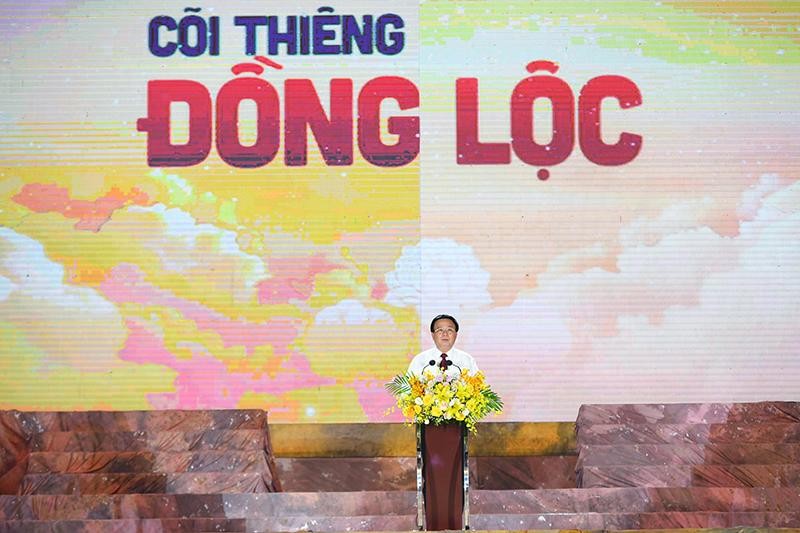 Đồng chí Nguyễn Xuân Thắng phát biểu tại buổi lễ