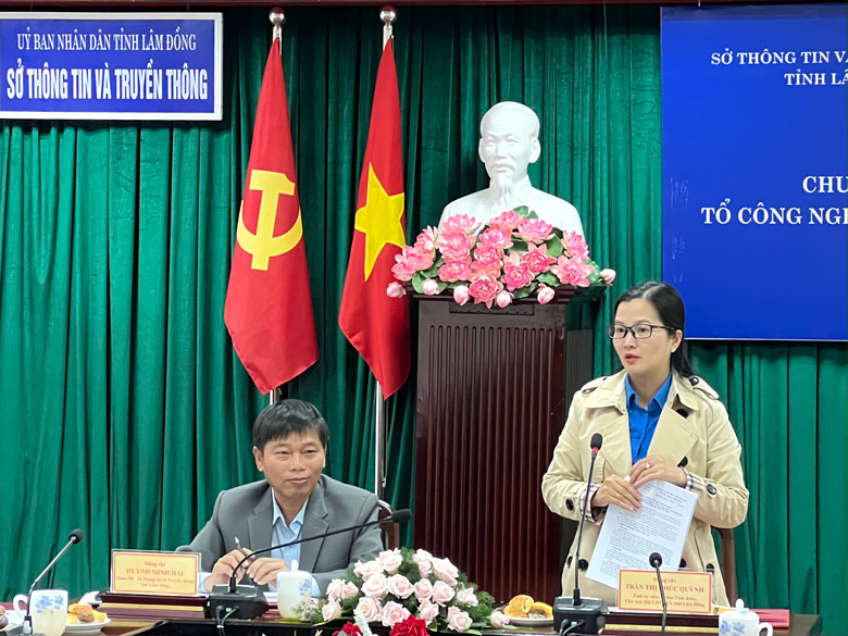 Chị Trần Thị Chúc Quỳnh - Bí thư Tỉnh đoàn Lâm Đồng phát biểu tại buổi lễ