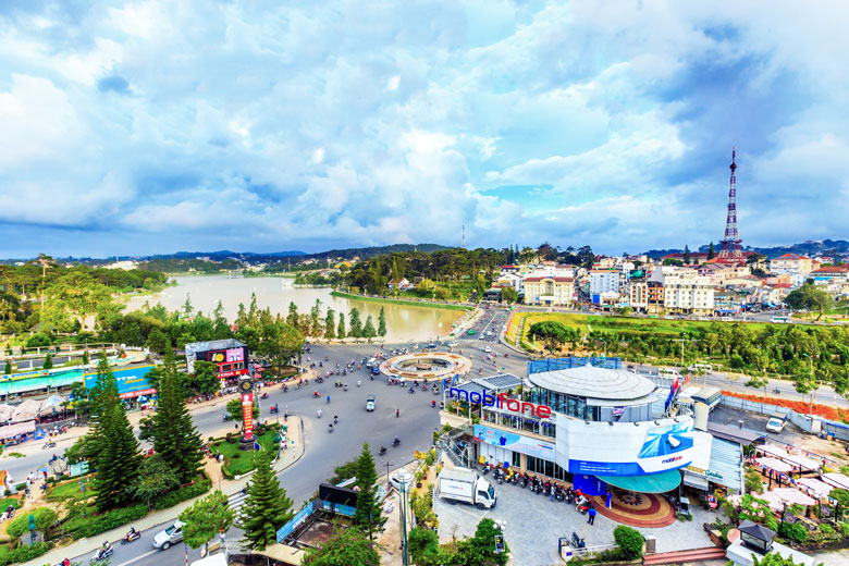 Một góc trung tâm thành phố Đà Lạt nhìn từ trên cao. Ảnh: PV