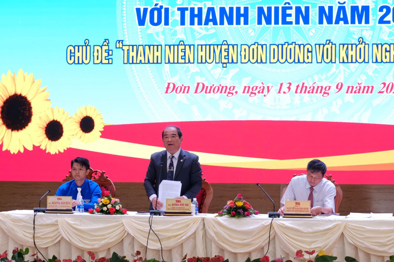 Ông Dương Đức Đại - Chủ tịch UBND huyện Đơn Dương phát biểu chỉ tạo tại chương trình