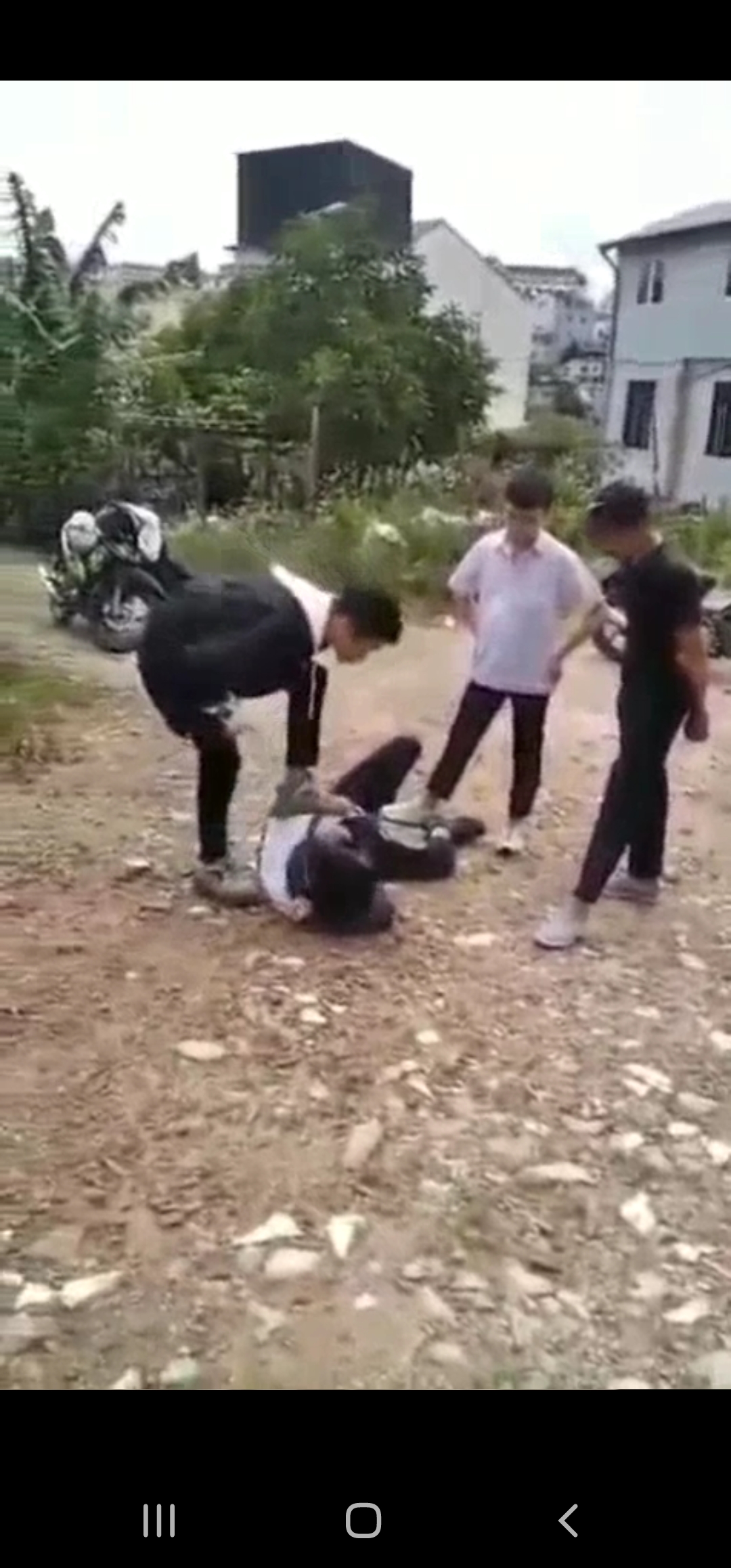 Học sinh Trường THCS-THPT Tây Sơn bị đánh (hình ảnh cắt từ clip lan truyền trên mạng) 