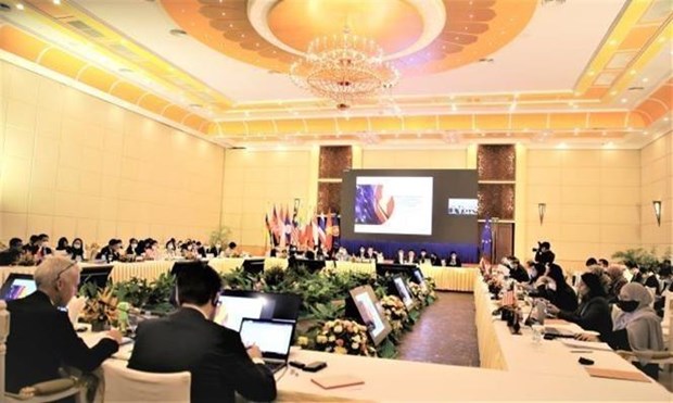 Quang cảnh Hội nghị Bộ trưởng kinh tế ASEAN-EU trong khuôn khổ AEM-54, sáng 18/9/2022