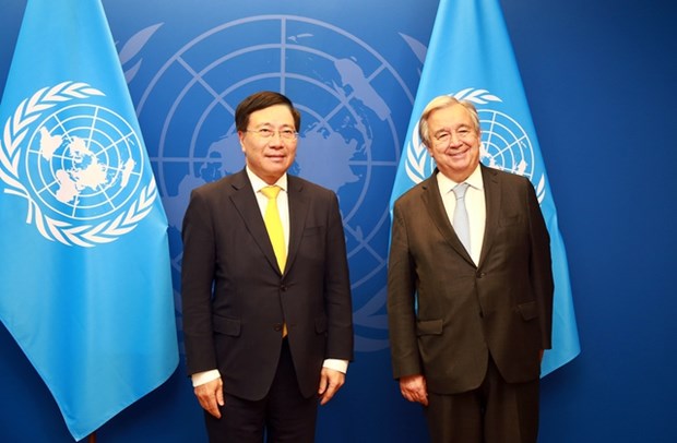 Phó Thủ tướng Thường trực Phạm Bình Minh và Tổng Thư ký Liên hợp quốc Antonió Guterres