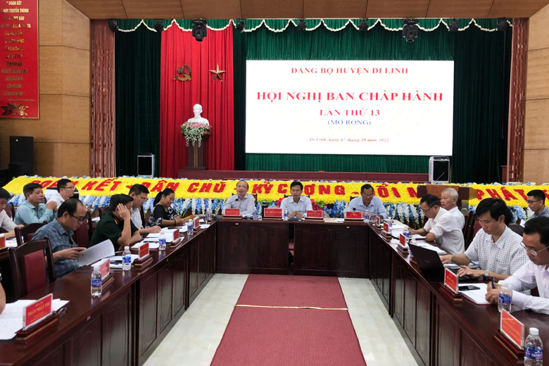 ác đại biểu tham dự Hội nghị Ban Chấp hành huyện Di Linh lần thứ 13