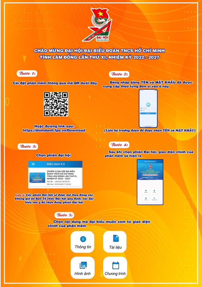Các đại biểu sử dụng App Đại hội XI - Tỉnh Lâm Đồng để truy cập vào những nội dung tại Đại hội