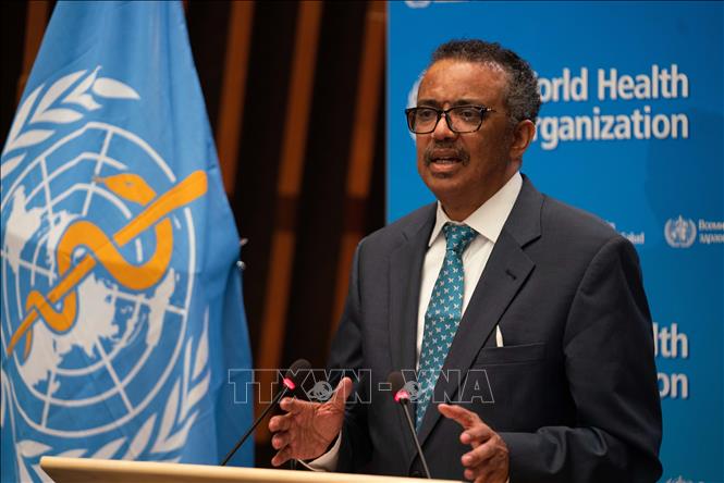 Tổng Giám đốc WHO Tedros Adhanom Ghebreyesus phát biểu tại một hội nghị ở Geneva, Thụy Sĩ
