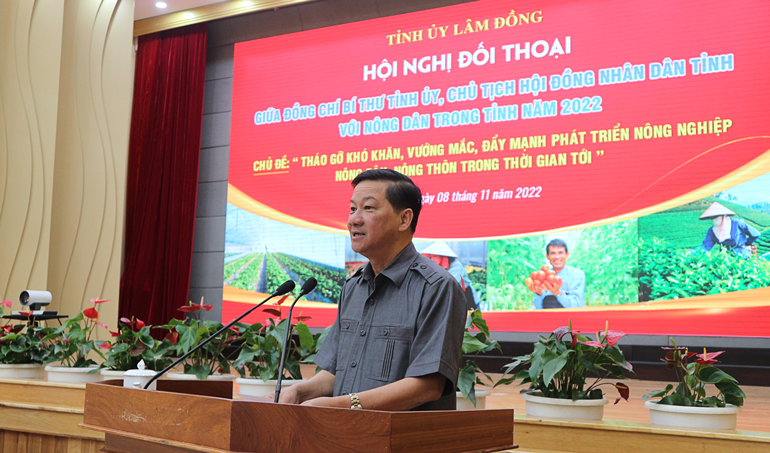Đồng chí Trần Đức Quận phát biểu tại Hội nghị đối thoại