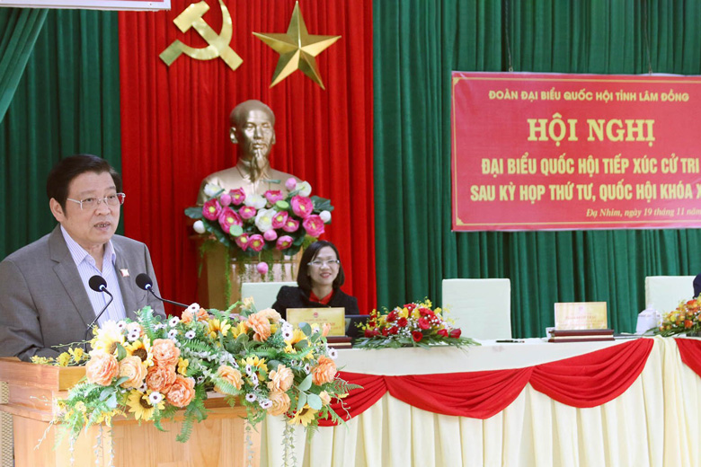 Trưởng Ban Nội chính Trung ương và các đại biểu Quốc hội tỉnh Lâm Đồng tiếp xúc cử tri xã Đạ Nhim, huyện Lạc Dương