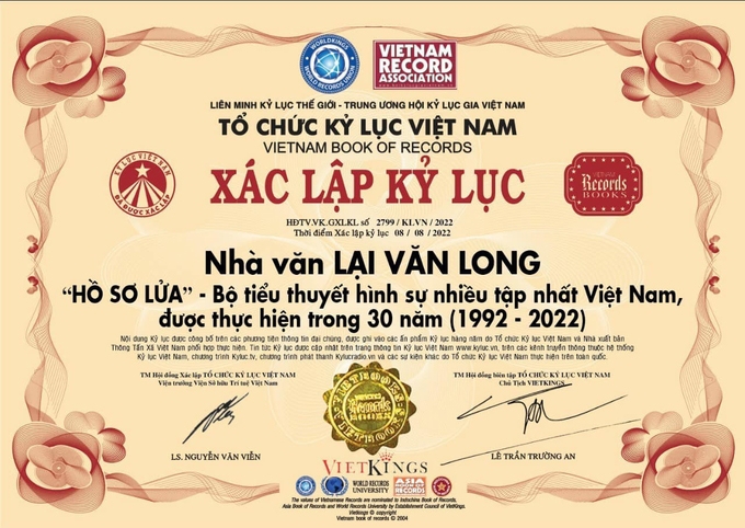Chứng nhận kỷ lục của tổ chức Kỷ lục Việt Nam