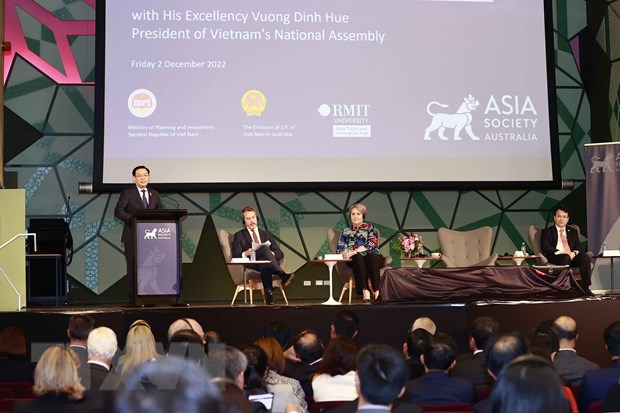 Chủ tịch Quốc hội Vương Đình Huệ phát biểu tại Diễn đàn hợp tác kinh tế Việt Nam- Australia.