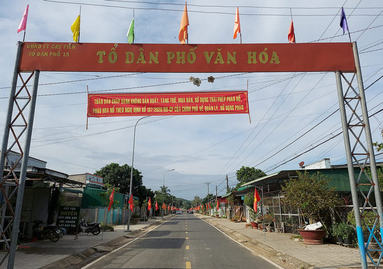 Tuyến đường an toàn về ANTT – Không có pháo nổ tại Tổ dân phố 15, thị trấn Cát Tiên