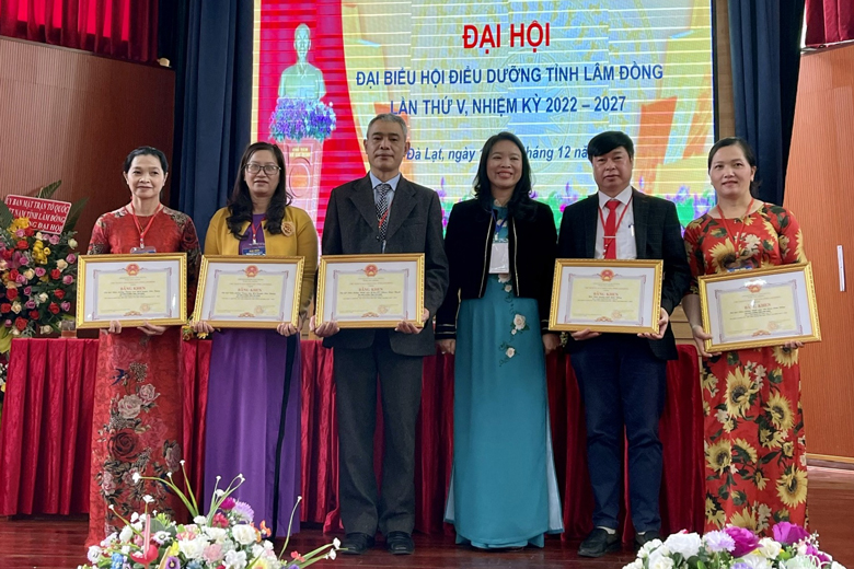 DSCKII Huỳnh Thị Phương Duyên – Phó Giám đốc Sở Y tế Lâm Đồng tặng bằng khen của UBND tỉnh cho các điển hình xuất sắc