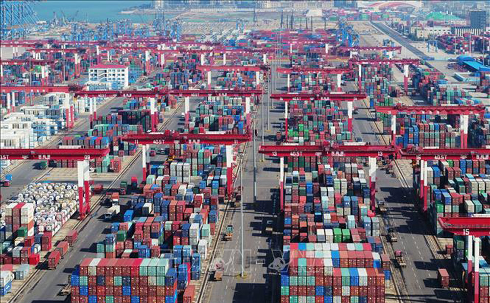 Cảng container ở Thanh Đảo, tỉnh Sơn Đông, Trung Quốc