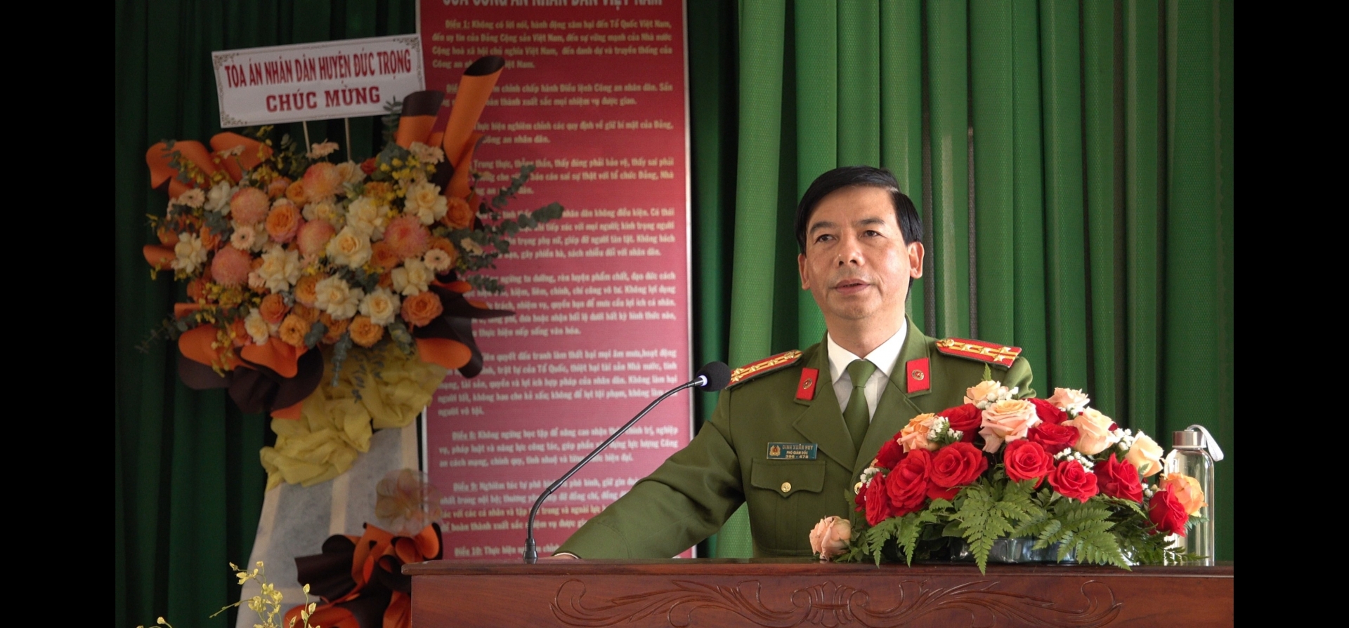 Đại tá Đinh Xuân Huy - Phó Giám đốc Công an tỉnh phát biểu chỉ đạo