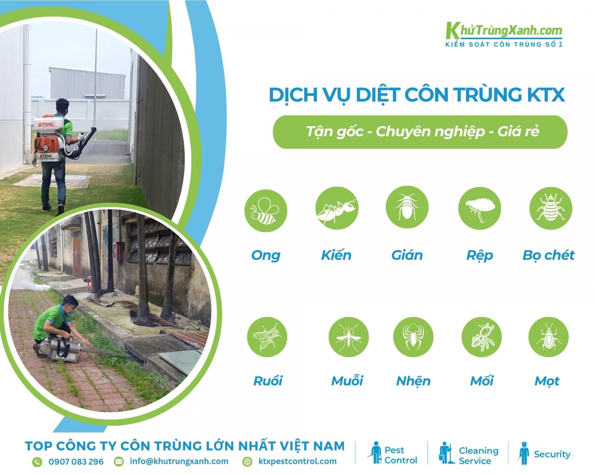 Diệt côn trùng KTX cung cấp các dịch vụ diệt côn trùng