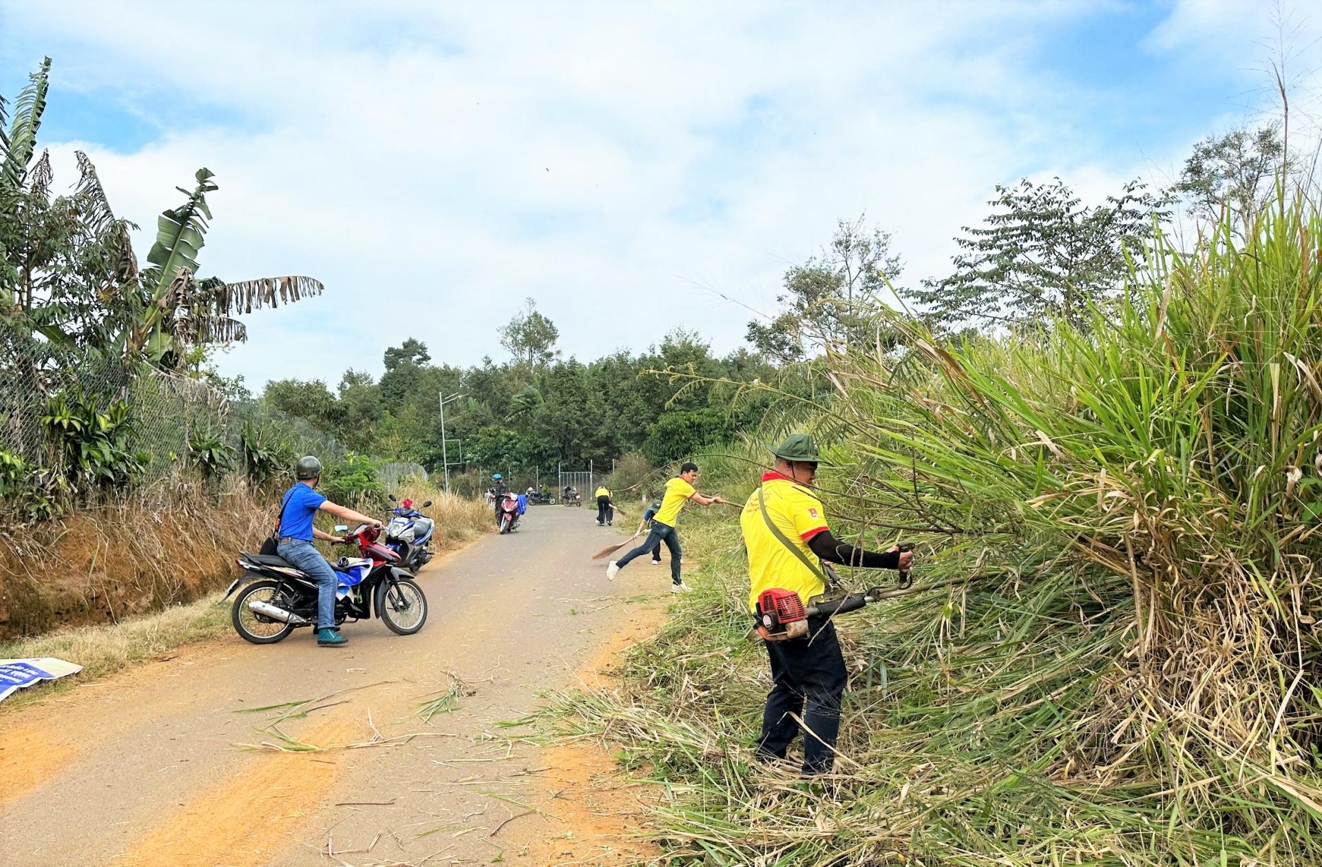 Đoàn viên, thanh niên Bảo Lộc tham gia phát quang bụi tại các khu dân cư trên địa bàn