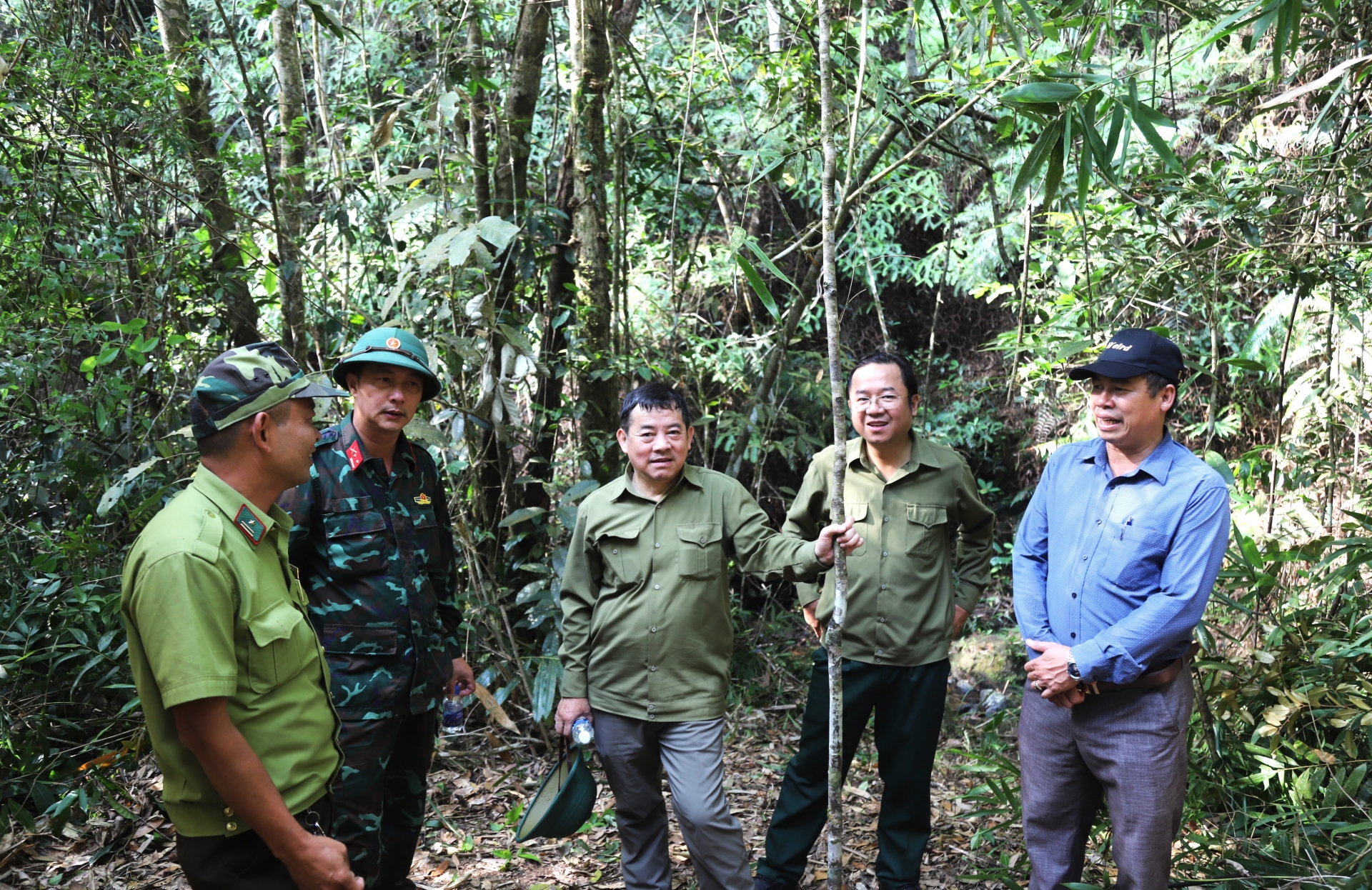 Các đồng chí lãnh đạo TP Bảo Lộc kiểm tra thực địa và nghe báo cáo của Hạt Kiểm lâm thành phố về công tác quản lý, bảo vệ rừng tại Tiểu khu 474