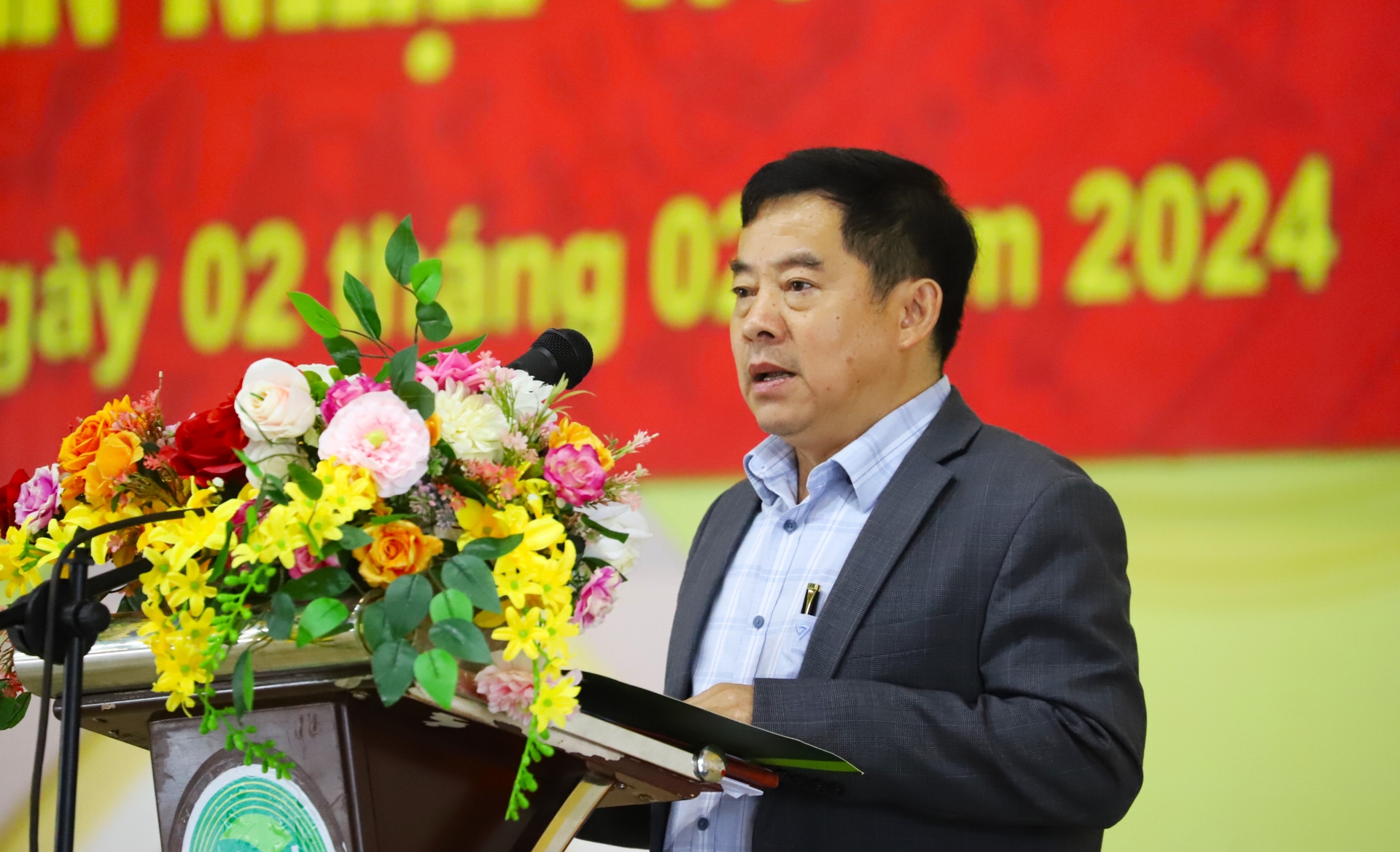 Chủ tịch UBND TP Bảo Lộc Nguyễn Văn Phương phát biểu tại buổi lễ