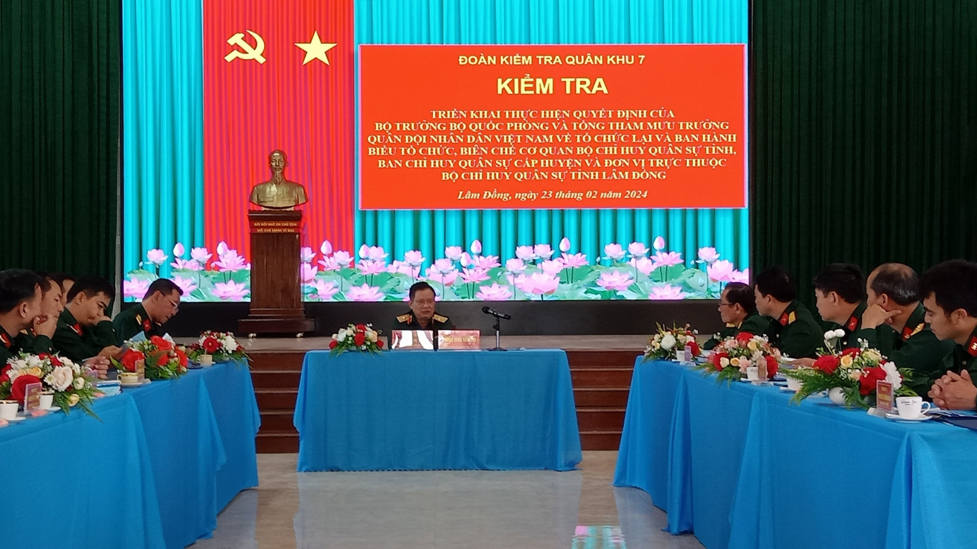 Thiếu tướng Trần Chí Tâm  kiểm tra công tác chuẩn bị điều chỉnh tổ chức biên chế tại Bộ CHQS tỉnh Lâm Đồng