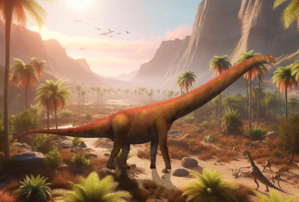 Hình ảnh minh họa về loài khủng long cổ dài vừa được phát hiện ở Trung Quốc
