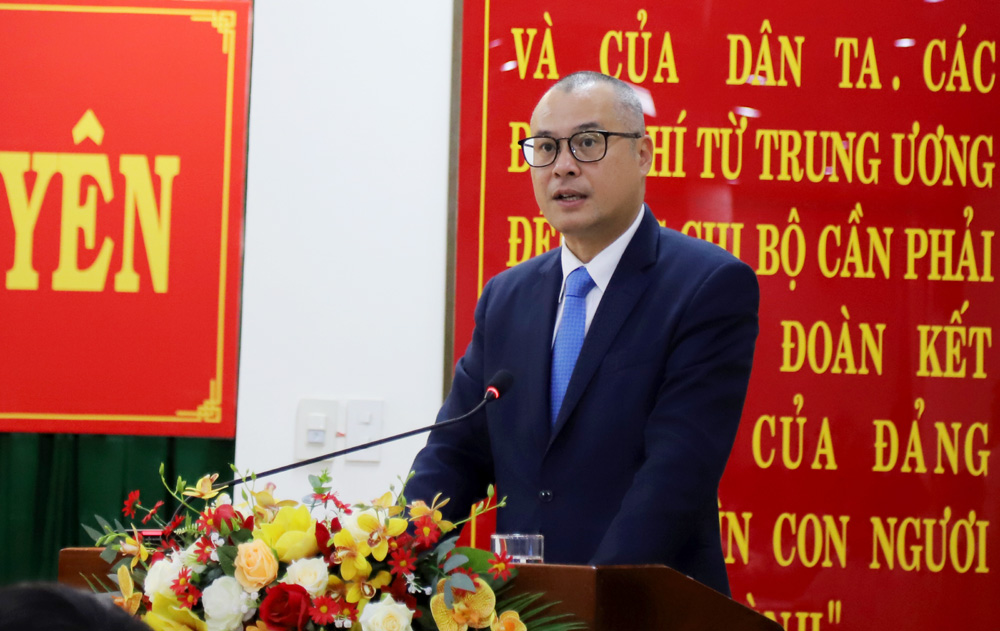 Bí thư Tỉnh ủy Phạm Đại Dương phát biểu tiếp thu những chỉ đạo của đoàn công tác