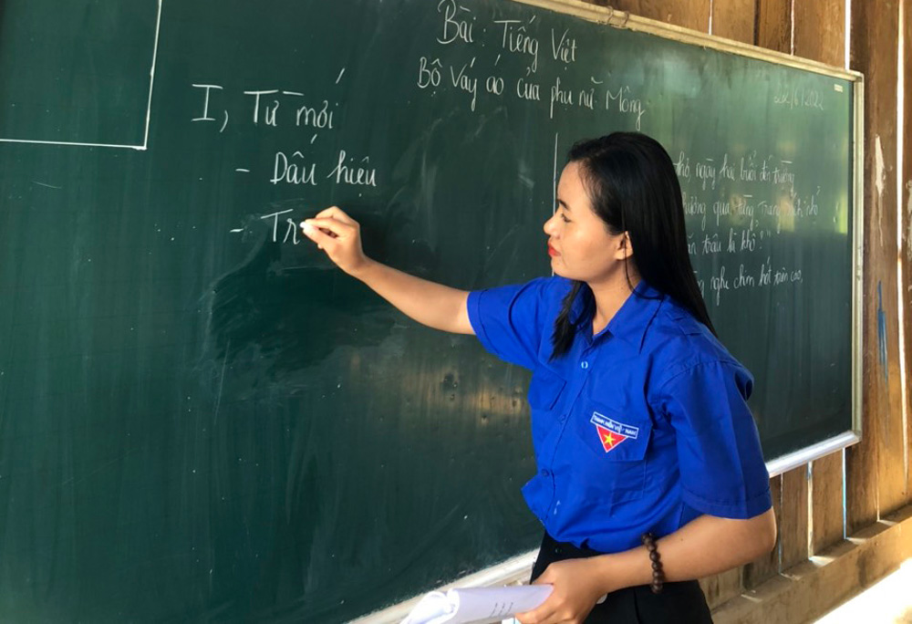 Đội viên TTTTN tham gia các lớp xoá mù chữ cho bà con DTTS
ở các khu vực đặc biệt khó khăn