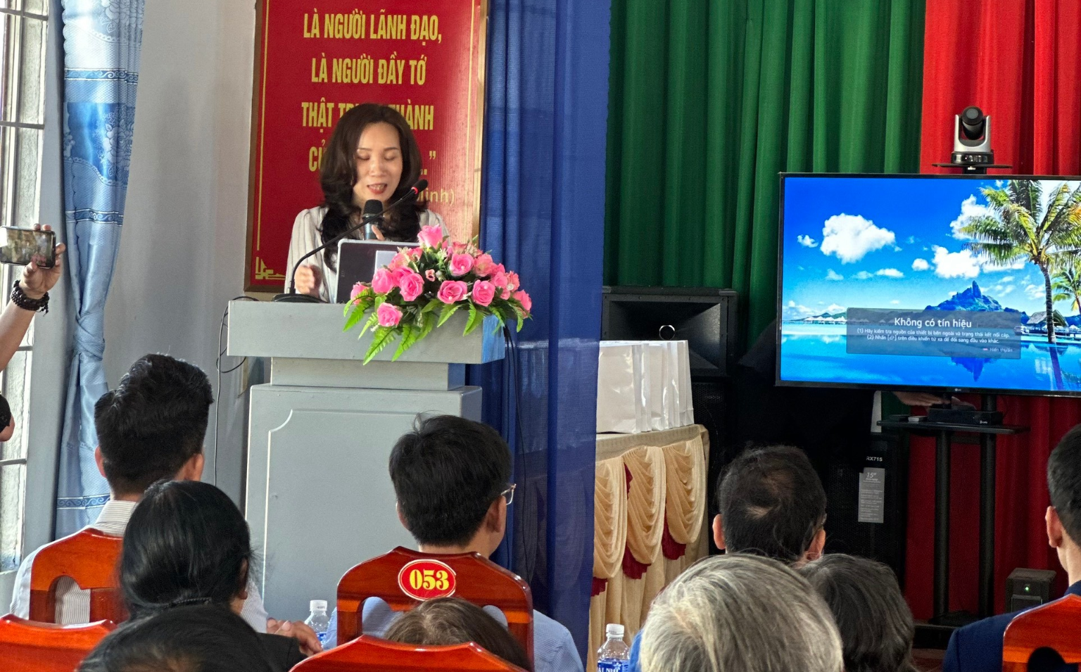 Bà Nguyễn Thị Kim Thoa – Chủ tịch kiêm Tổng Giám đốc An Khang Group phát biểu tại chương trình 