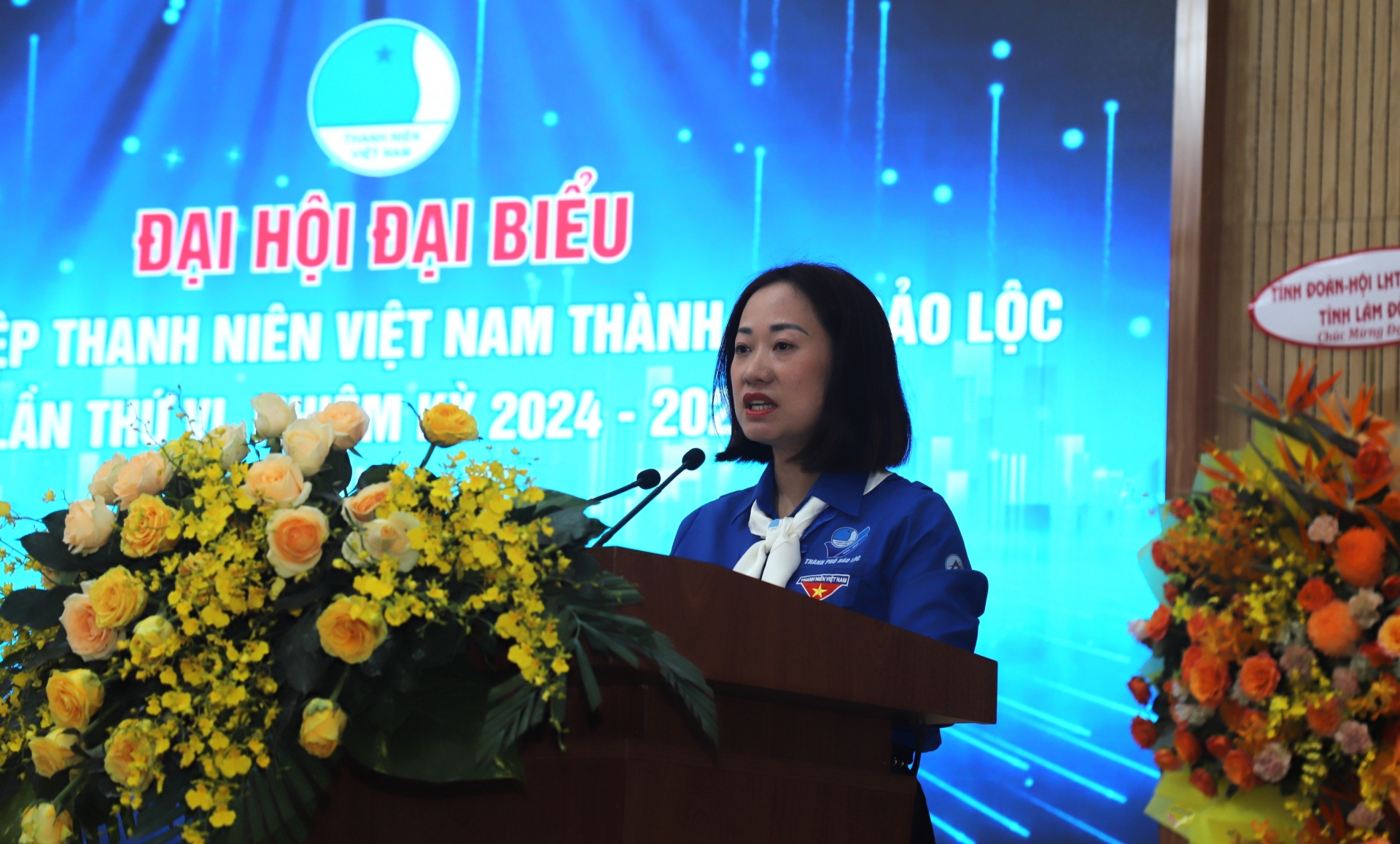 Chị Nguyễn Hà Thanh - Bí thư Thành Đoàn Bảo Lộc phát biểu khai mạc Đại hội