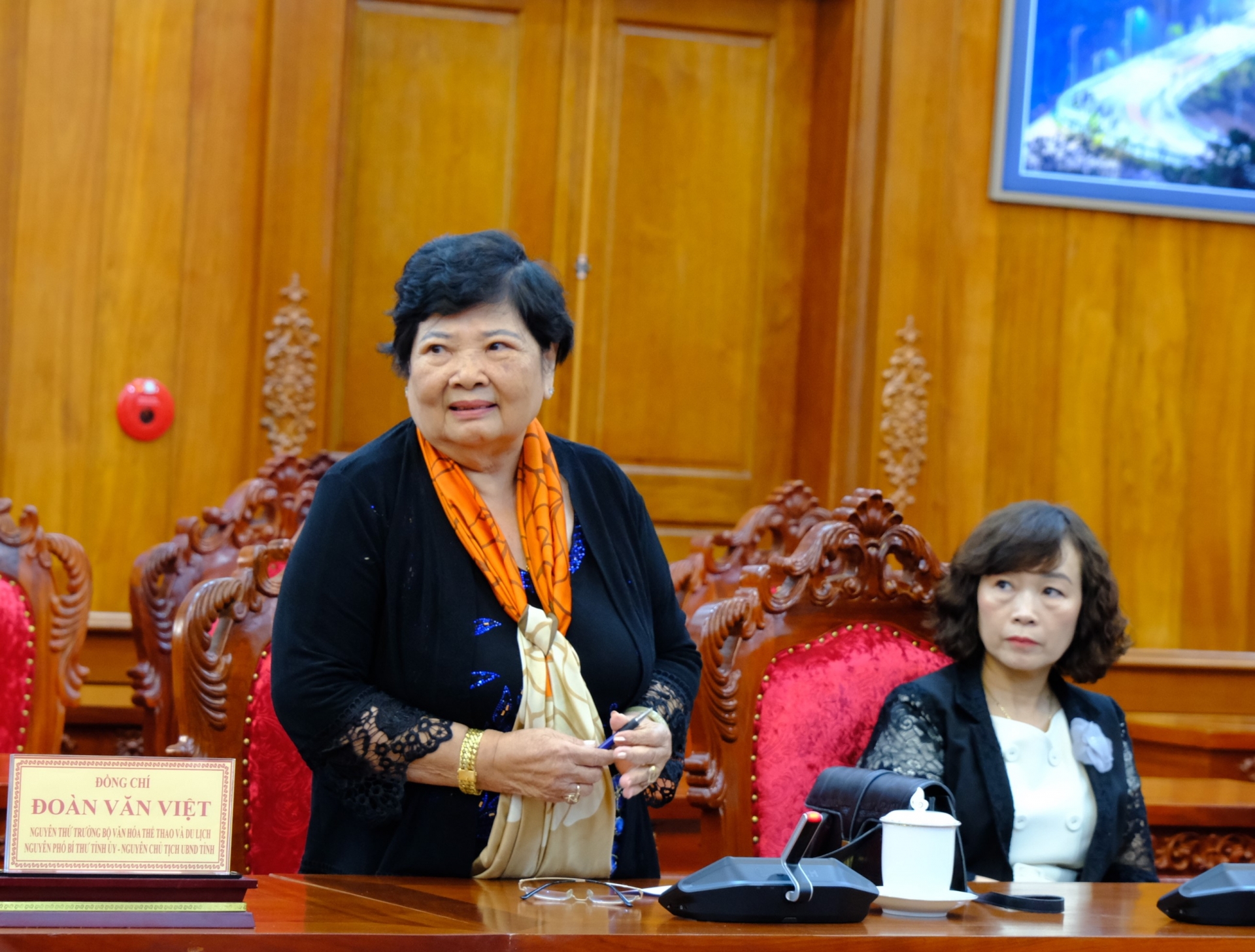 Đồng chí Lưu Thị Thanh An - Nguyên Bí thư Thành ủy Bảo Lộc phát biểu tại buổi gặp mặt