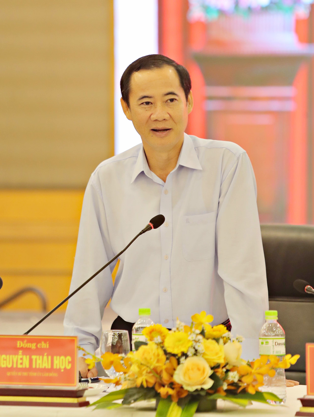 Đồng chí Nguyễn Thái Học, Quyền Bí thư Tỉnh ủy Lâm Đồng phát biểu