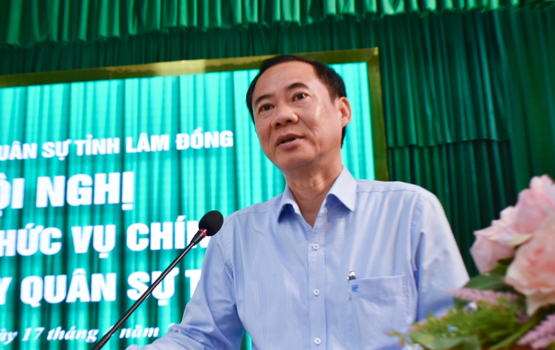 Quyền Bí thư Tỉnh ủy Lâm Đồng Nguyễn Thái Học phát biểu tại hội nghị 