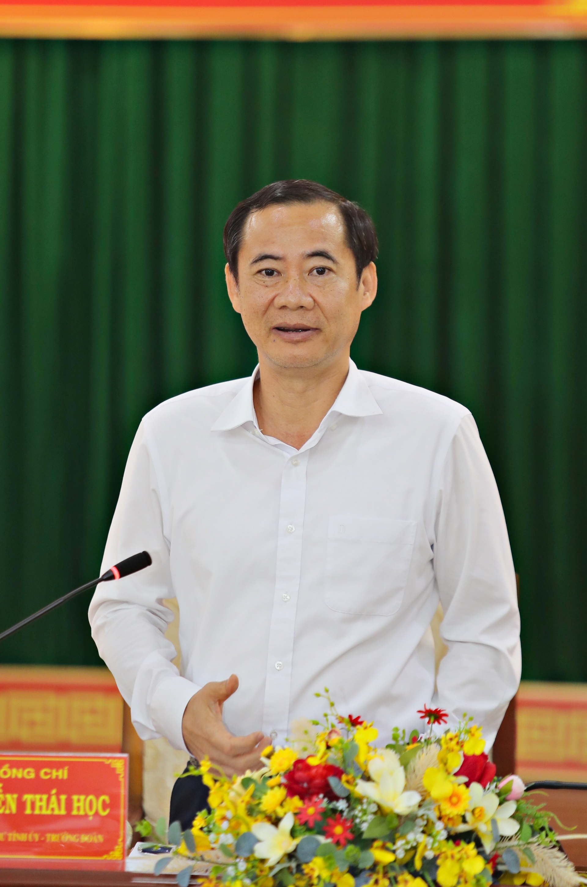 Đồng chí Nguyễn Thái Học, Quyền Bí thư Tỉnh uỷ Lâm Đồng phát biểu tại buổi làm việc